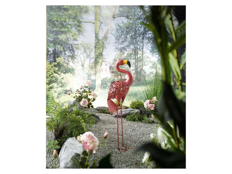 Decoratieve flamingo tuin decoratie, opengewerkt metaal.