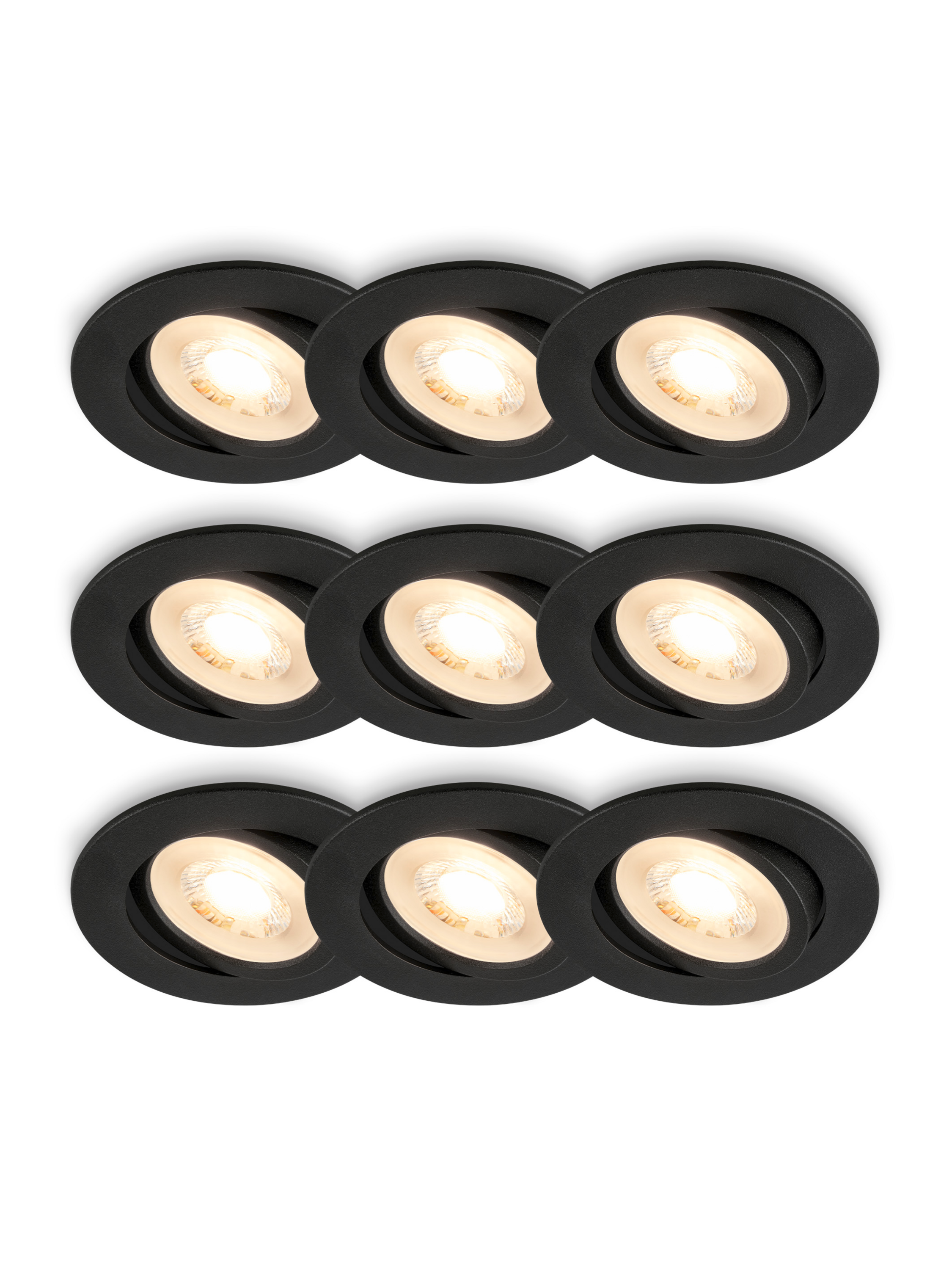BRILONER LED-inbouwspots (Set van 9 stuks, Zwart)