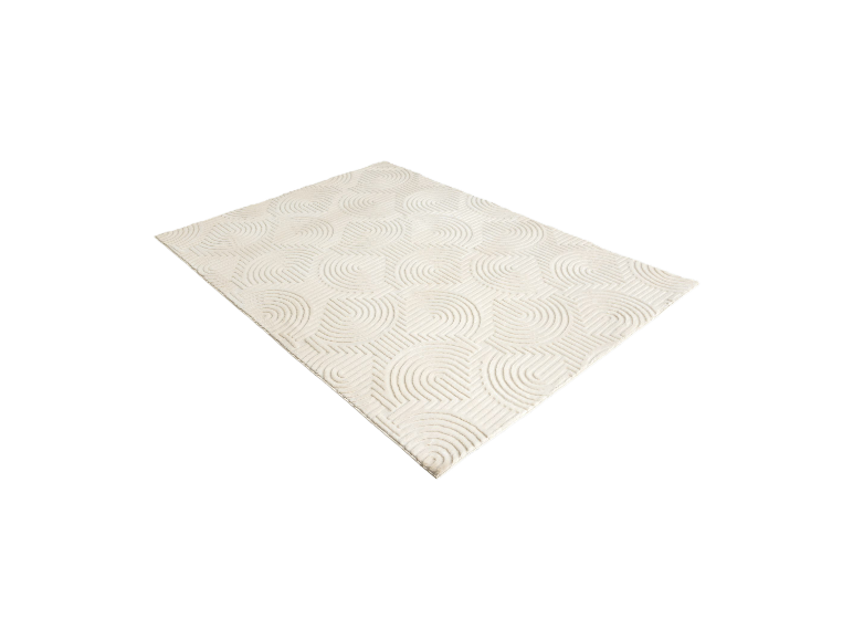 Beige tapijt met geometrisch patroon.