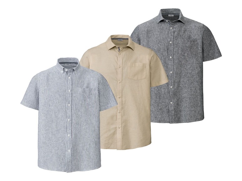 Ga naar volledige schermweergave: LIVERGY® mannen linnen casual shirt - afbeelding 1