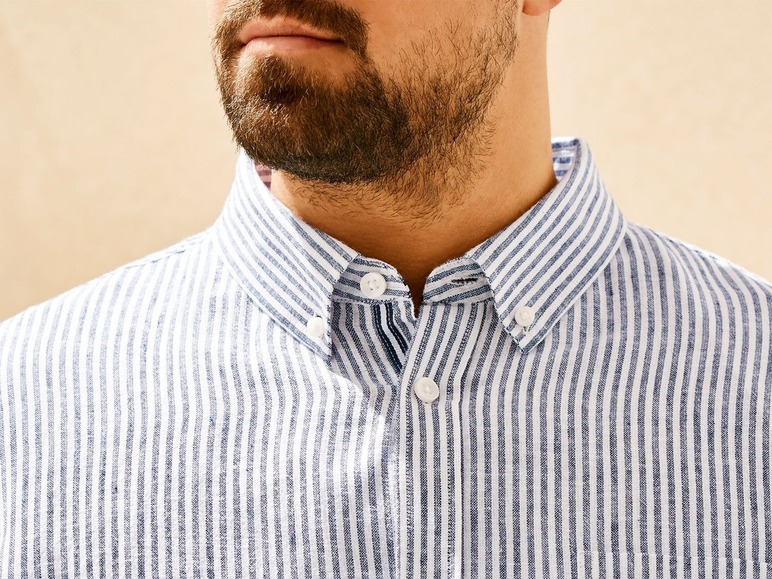 Ga naar volledige schermweergave: LIVERGY® mannen linnen casual shirt - afbeelding 3