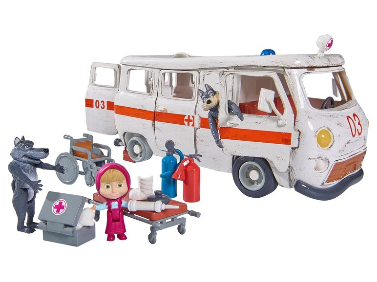 Ga naar volledige schermweergave: Simba Masha en de beer ambulance speelset - afbeelding 1