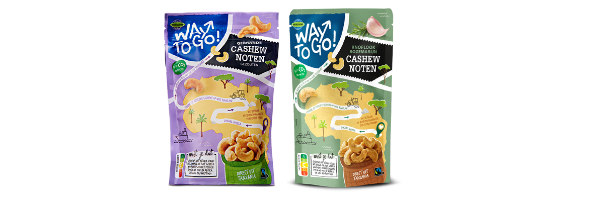Way To Go cashewnoten: gezouten en knoflook-rozemarijn.