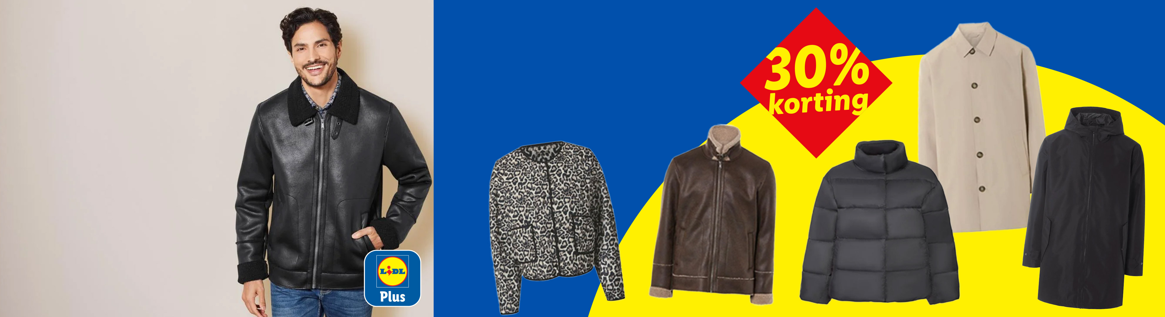 30% korting op dames en heren jassen