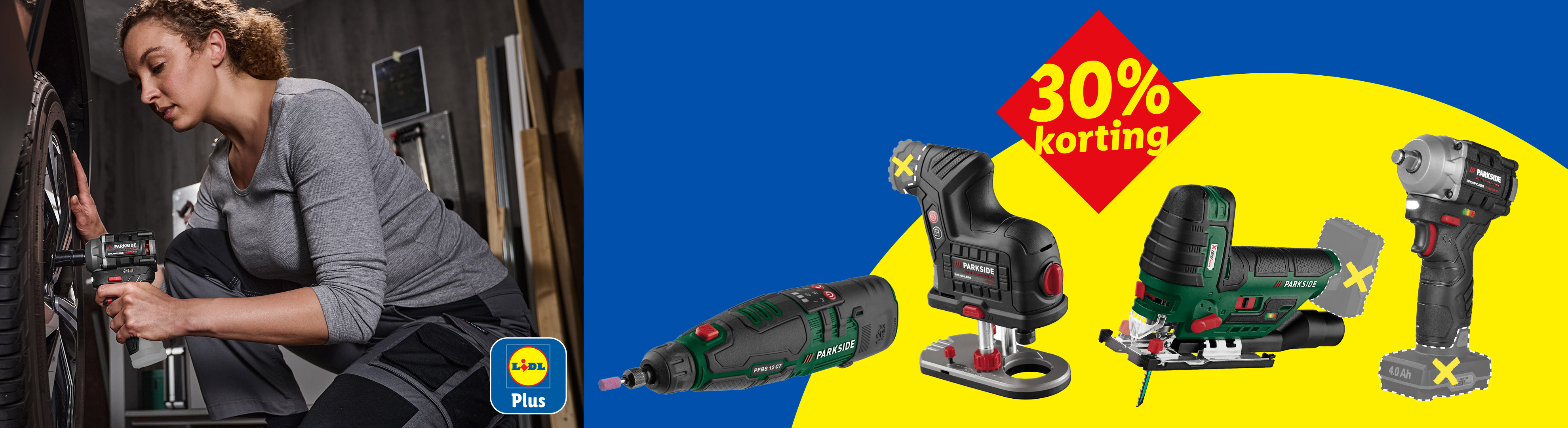 Parkside 12V gereedschap, 30% korting met Lidl Plus