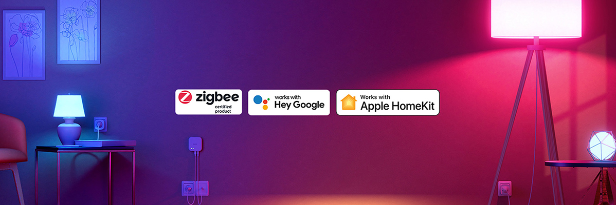 Zigbee slimme lampen en stekkers, compatibel met Google en Apple HomeKit.