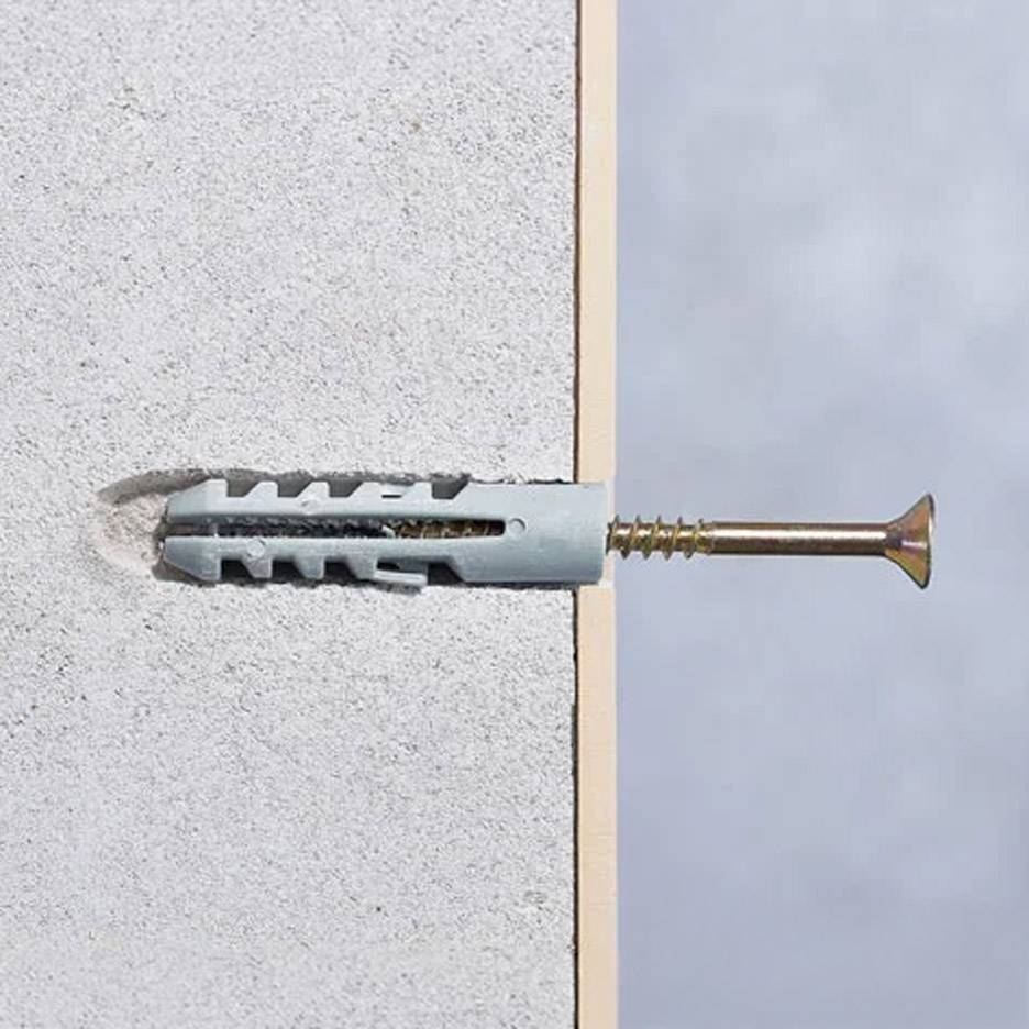 Boorschroef en plug in een betonnen muur