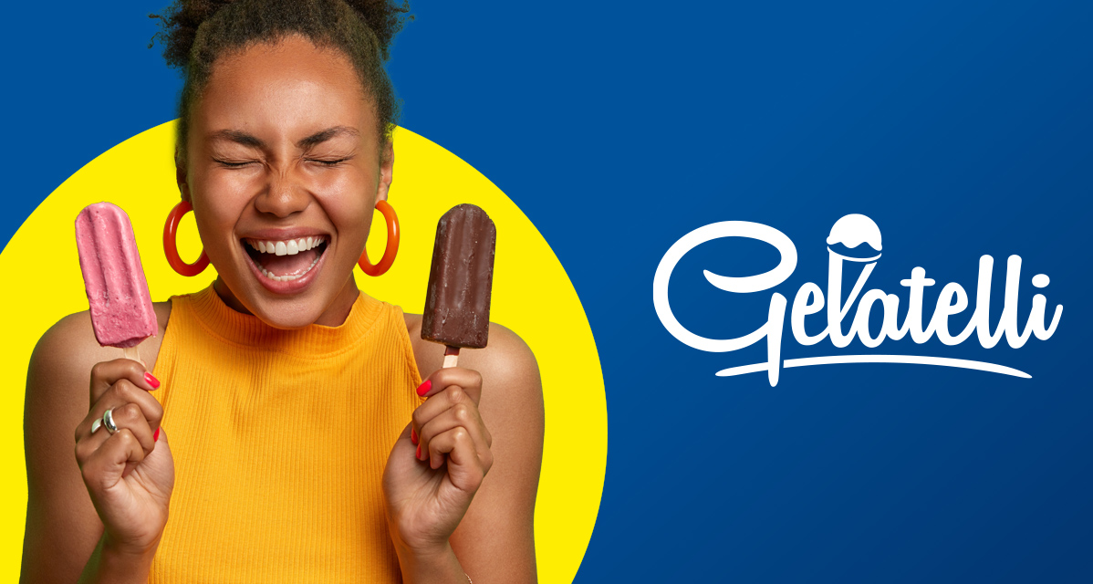 Gelatelli ijslollipops: chocolade en aardbei.