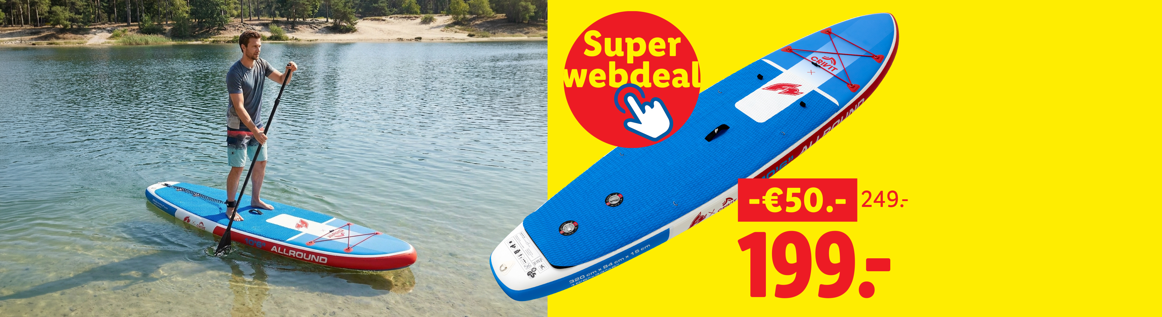 F2 x CRIVIT Opblaasbaar SUP-board met €50 korting: van €249 voor €199