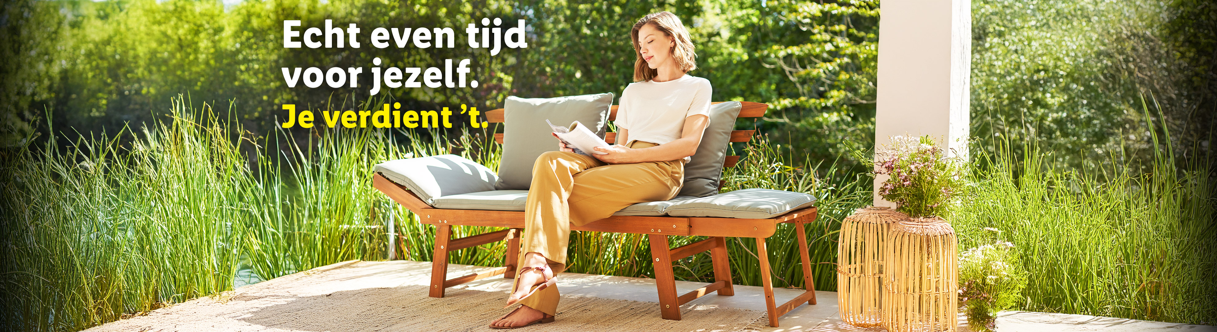 Tekst: 'Echt even tijd voor elkaar. Je verdient 't.'