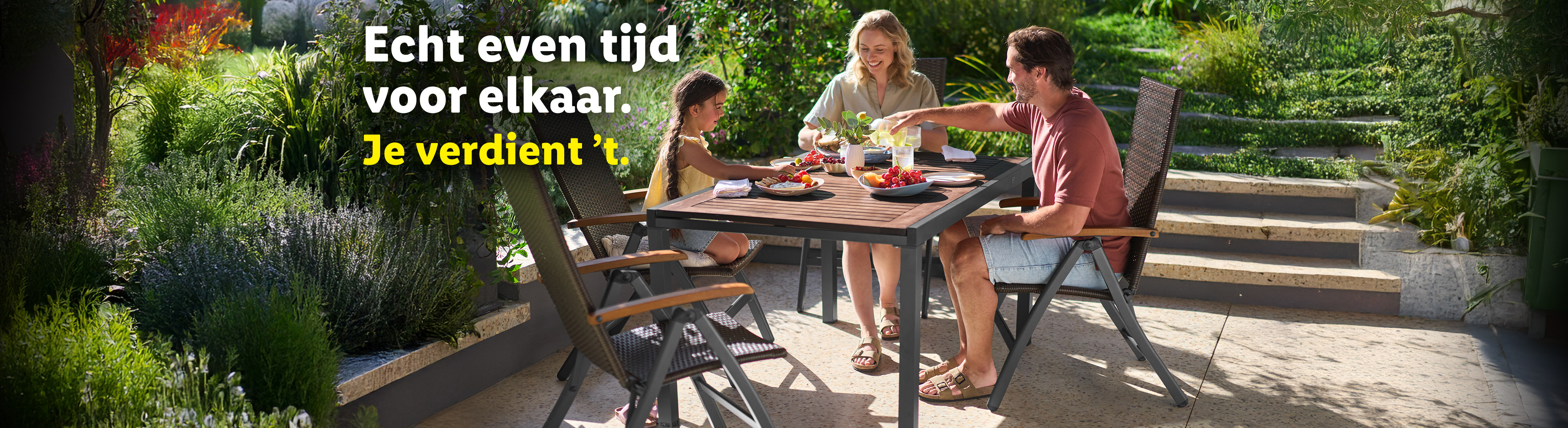 Tekst: 'Echt even tijd voor elkaar. Je verdient 't.'